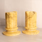 Vintage Medium Yellow Marble Stone Pillar Bookends (Made in Italy)