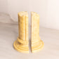 Vintage Medium Yellow Marble Stone Pillar Bookends (Made in Italy)