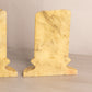 Vintage Medium Yellow Marble Stone Pillar Bookends (Made in Italy)