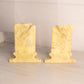 Vintage Medium Yellow Marble Stone Pillar Bookends (Made in Italy)