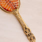 Vintage Metal 24K Gold Finish Mirror Brush Comb Set with Floral Details