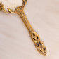 Vintage Metal 24K Gold Finish Mirror Brush Comb Set with Floral Details