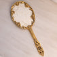 Vintage Metal 24K Gold Finish Mirror Brush Comb Set with Floral Details
