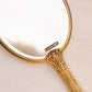 Vintage Metal 24K Gold Finish Mirror Brush Comb Set with Floral Details