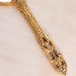 Vintage Metal 24K Gold Finish Mirror Brush Comb Set with Floral Details