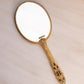 Vintage Metal 24K Gold Finish Mirror Brush Comb Set with Floral Details