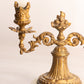 Vintage Mini Small Brass Double Candleholder with Stone Base