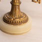 Vintage Mini Small Brass Double Candleholder with Stone Base