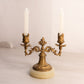 Vintage Mini Small Brass Double Candleholder with Stone Base