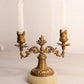 Vintage Mini Small Brass Double Candleholder with Stone Base