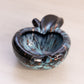 Vintage Murano Black Blue Small Apple with Aventurine Metallic Gold Accents