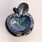 Vintage Murano Black Blue Small Apple with Aventurine Metallic Gold Accents