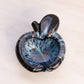 Vintage Murano Black Blue Small Apple with Aventurine Metallic Gold Accents