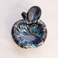 Vintage Murano Black Blue Small Apple with Aventurine Metallic Gold Accents