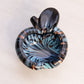 Vintage Murano Black Blue Small Apple with Aventurine Metallic Gold Accents