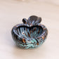 Vintage Murano Black Blue Small Apple with Aventurine Metallic Gold Accents