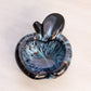 Vintage Murano Black Blue Small Apple with Aventurine Metallic Gold Accents