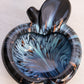 Vintage Murano Black Blue Small Apple with Aventurine Metallic Gold Accents
