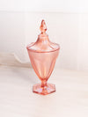 Vintage Pink Iridescent Stretch Glass Lidded Dish Jar