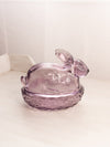 Vintage Purple LE Smith Glass Lidded Bunny on Nest Dish