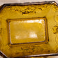 Vintage Rectangular Vallerysthal Amber Glass Lidded Dog Dish with Floral Designs