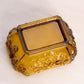 Vintage Rectangular Vallerysthal Amber Glass Lidded Dog Dish with Floral Designs