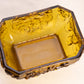 Vintage Rectangular Vallerysthal Amber Glass Lidded Dog Dish with Floral Designs