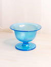 Vintage Small Blue Iridescent Stretch Glass Compote Bowl