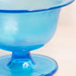 Vintage Small Blue Iridescent Stretch Glass Compote Bowl