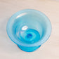 Vintage Small Blue Iridescent Stretch Glass Compote Bowl
