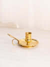 Vintage Small Brass Chamber Stick with Fancy Handle