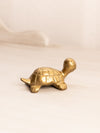 Vintage Small Brass Turtle Figurine with Smiling Face