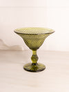 Vintage Small Dark Green Compote with Diamond Designs