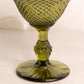 Vintage Small Dark Green Compote with Diamond Designs