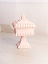 Vintage Small Jeannette Glass Shell Pink Milk Glass Lidded Wedding Box