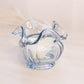 Vintage Small Light Blue Fenton Glass Vase with Ruffle Edge