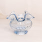 Vintage Small Light Blue Fenton Glass Vase with Ruffle Edge