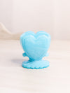Vintage Small Light Blue Milk Glass Heart Toothpick Holder