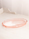 Vintage Small Pink Glass Oval Tray Dish