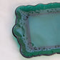 Small Rectangular Dark Green Glass Tray with Fancy Designs