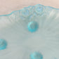 Vintage Small Satin Glass Rectangular Light Blue Dish with Floral Designs