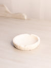 Vintage Small White Alabaster Ashtray or Trinket Dish with Grey Veining