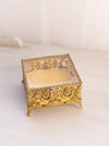 Vintage Square Gold Tone Casket Box with Floral Designs