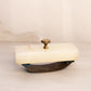 Vintage Stone and Brass Calendar and Ink Blotter Set