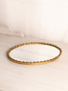 Vintage Stylebuilt Small Oval Gold Tone Mirror Tray with Floral Designs