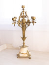 Vintage Tall Brass 5 Candle Candelabra with Stone Base