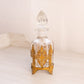 Vintage Tall Clear Glass Perfume Bottle with Gold Tone Accents (Broken Piece)