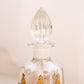 Vintage Tall Clear Glass Perfume Bottle with Gold Tone Accents (Broken Piece)