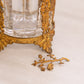 Vintage Tall Clear Glass Perfume Bottle with Gold Tone Accents (Broken Piece)