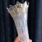 Vintage Tall Clear Iridescent Glass Swung Vase with Points on Top